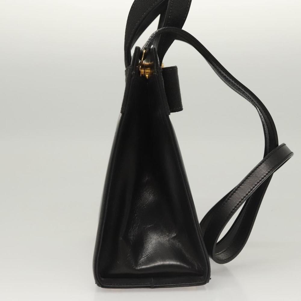 Salvatore Ferragamo Vala Hand Bag Leather 2way Black Gold Auth gh088 - Picture 4 of 16